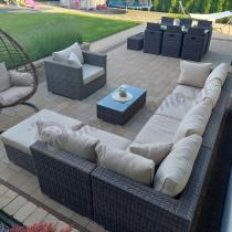 Aranżacja: Meble ogrodowe wypoczynkowe z brązowego technorattanu Nilamito VIII Double Brown & Beige + fotel