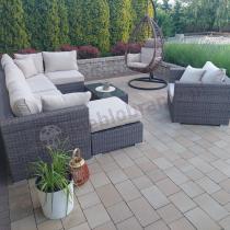Aranżacja: Meble ogrodowe wypoczynkowe z brązowego technorattanu Nilamito VIII Double Brown & Beige + fotel