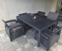 Aranżacja: Meble ogrodowe z 6 fotelami i dużym stołem 160x95cm Corfu Fiesta CM6 Grafit