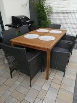 Aranżacja: Meble ogrodowe z drewnianym stołem 150x90cm Flavio 6+1