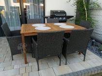 Aranżacja: Meble ogrodowe z drewnianym stołem 150x90cm Flavio 6+1