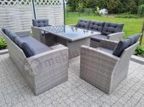 Aranżacja: Meble ogrodowe z dwoma kanapami, dwoma fotelami i stołem Topiano Grande Grey