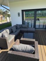 Aranżacja: Meble premium do ogrodu z podnoszonym stołem Ligurito VIII Brown Elite & Grey + fotel
