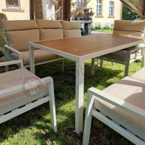 Aranżacja: Meble tarasowe wysokie oparcia metalowe z sofami 175cm i wysokim stołem Doros Grande - Polywood Cream