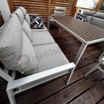 Aranżacja: Meble tarasowe wysokie oparcia metalowe z sofami 175cm i wysokim stołem Doros Grande - Polywood Cream