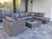 Aranżacja: Meble tarasowe z regulowanym stolikiem LIGURITO VIII Dark Grey + fotel
