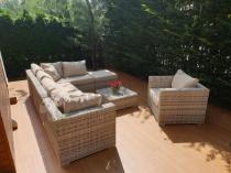 Aranżacja: Meble tarasowe z technorattanu LIGURITO VIII Beige + fotel