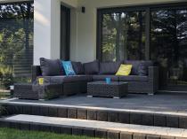 Aranżacja: Meble tarasowe z technorattanu LIGURITO VIII Dark Grey + fotel