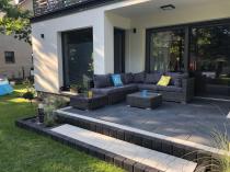 Aranżacja: Meble tarasowe z technorattanu LIGURITO VIII Dark Grey + fotel