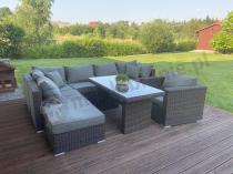 Aranżacja: Meble technorattan ze stołem obiadowym LIGURITO VIII PLUS Brown Elite & Grey + fotel