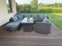 Aranżacja: Meble technorattan ze stołem obiadowym LIGURITO VIII PLUS Brown Elite & Grey + fotel