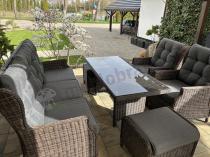 Aranżacja: Meble technorattanowe premium na taras Laritto Dining + pufy - Dark Brown