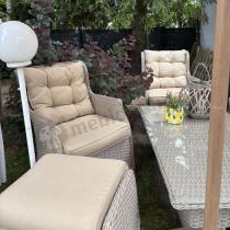 Aranżacja: Meble technorattanowe z sofą 178cm, 2 fotelami, 2 pufami i stołem podnoszonym Fiorento Dining - Beige
