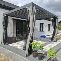 Aranżacja: Metalowa pergola na taras 3x4 z zasłonami i moskitierą Nefir - Antracite