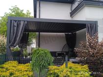 Aranżacja: Metalowa pergola na taras 3x4 z zasłonami i moskitierą Nefir 2.0 - Antracite