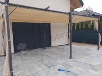 Aranżacja: Metalowa pergola na taras z zasłonami bocznymi Niro 3x5,5 - Cream
