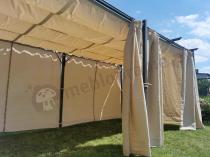 Aranżacja: Metalowa pergola na taras z zasłonami bocznymi Niro 3x5,5 - Cream