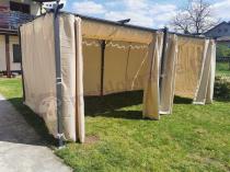 Aranżacja: Metalowa pergola na taras z zasłonami bocznymi Niro 3x5,5 - Cream