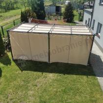 Aranżacja: Metalowa pergola na taras z zasłonami bocznymi Niro 3x5,5 - Cream