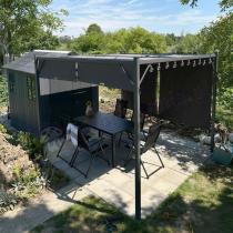 Aranżacja: Metalowa pergola tarasowa z roletami Simi 3x3m Grafit