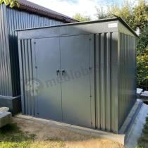 Aranżacja: Metalowa szopa na narzędzia ogrodowe Nittel Plus 240x240 cm - drzwi na zawiasach - Antracite A16