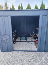 Aranżacja: Metalowa szopa na narzędzia ogrodowe Nittel Plus 240x240 cm - drzwi na zawiasach - Antracite A16