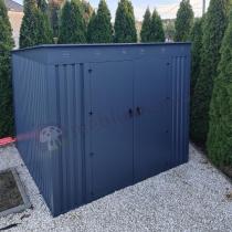 Aranżacja: Metalowa szopa na narzędzia ogrodowe Nittel Plus 240x240 cm - drzwi na zawiasach - Antracite A16