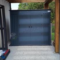 Aranżacja: Metalowa szopa na narzędzia ogrodowe Nittel Plus 240x240 cm - drzwi na zawiasach - Antracite A16