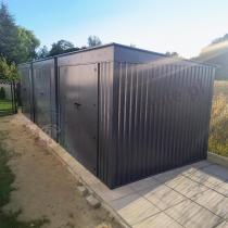 Aranżacja: Metalowa szopa na narzędzia ogrodowe Nittel Plus 240x240 cm - drzwi na zawiasach - Antracite A16