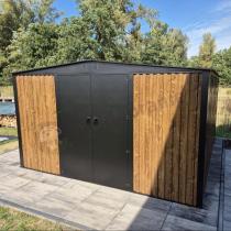Aranżacja: Metalowa szopa ogrodowa Hartt Plus 360x360x205cm - drzwi na zawiasach - Wooden