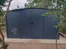 Aranżacja: Metalowa szopa ogrodowa na narzędzia Hartt Plus 360x360x205cm - drzwi na zawiasach - Antracyt A16