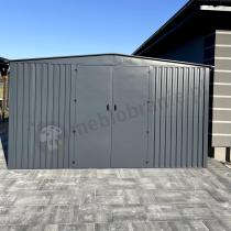 Aranżacja: Metalowa szopa ogrodowa na narzędzia Hartt Plus 360x360x205cm - drzwi na zawiasach - Antracyt A16