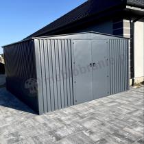 Aranżacja: Metalowa szopa ogrodowa na narzędzia Hartt Plus 360x360x205cm - drzwi na zawiasach - Antracyt A16