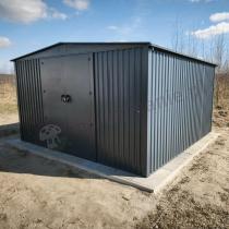 Aranżacja: Metalowa szopa ogrodowa na narzędzia Hartt Plus 360x360x205cm - drzwi na zawiasach - Antracyt A16