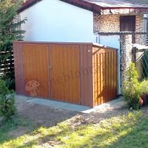 Aranżacja: Metalowa zabudowa do koszy na śmieci na 3 pojemniki Lagger 237x101cm - Wood