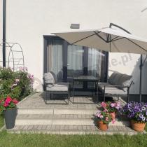 Aranżacja: Metalowe meble na taras - zestaw z sofą i fotelami - Panaon Dining 140 Light Grey