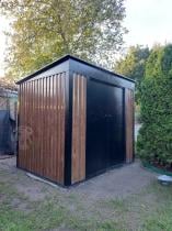 Aranżacja: Metalowy domek na narzędzia Nittel 240x180x205 cm - imitacja drewna