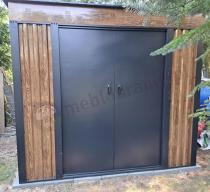 Aranżacja: Metalowy domek na narzędzia Nittel 240x180x205 cm - imitacja drewna