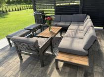 Aranżacja: Metalowy komplet mebli na taras - narożnik + fotel - Calamba Corner XL - Grey