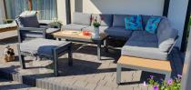 Aranżacja: Metalowy komplet mebli na taras - narożnik + fotel - Calamba Corner XL - Grey