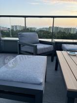 Aranżacja: Metalowy komplet mebli na taras - narożnik + fotel - Calamba Corner XL - Grey