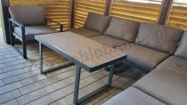 Aranżacja: Metalowy narożnik ogrodowy 280x220cm z ławą i fotelem Panaon Grey Teak