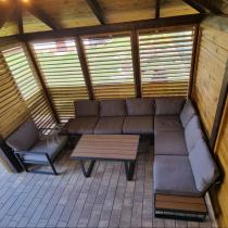 Aranżacja: Metalowy narożnik ogrodowy 280x220cm z ławą i fotelem Panaon Grey Teak