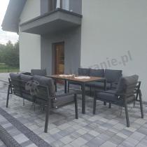 Aranżacja: Metalowy zestaw mebli do ogrodu dla 8 osób Sodor Grande - Dark Grey Polywood