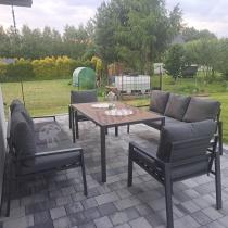 Aranżacja: Metalowy zestaw mebli do ogrodu dla 8 osób Sodor Grande - Dark Grey Polywood