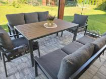 Aranżacja: Metalowy zestaw mebli do ogrodu dla 8 osób Sodor Grande - Dark Grey Polywood