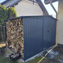 Aranżacja: Mocna szopa ogrodowa z drewutnią Wartt Plus z drzwiami na zawiasach 300x240x200cm - Antracite A16