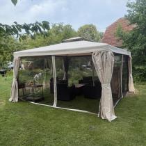 Aranżacja: Mocny pawilon ogrodowy aluminiowy 4x4 z moskitierą Okapi Max Kremowy
