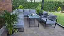 Aranżacja: Modułowe meble narożne ogrodowe z wysokim stołem i dwoma fotelami Trapeno 6 modułów