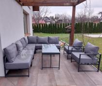 Aranżacja: Modułowe meble narożne ogrodowe z wysokim stołem i dwoma fotelami Trapeno 6 modułów